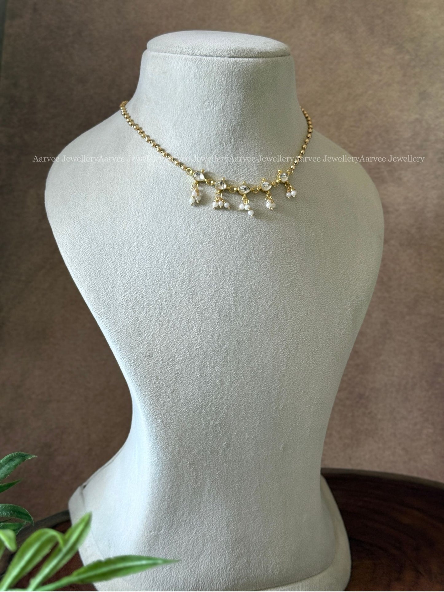MINI BRIDAL SET - THREE LAYERED BLUE / WHITE STONES JEWELLERY SET