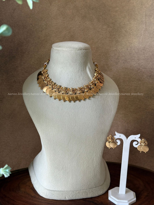 GOLD FINISH LAKSHMI COIN NECKLACE SET