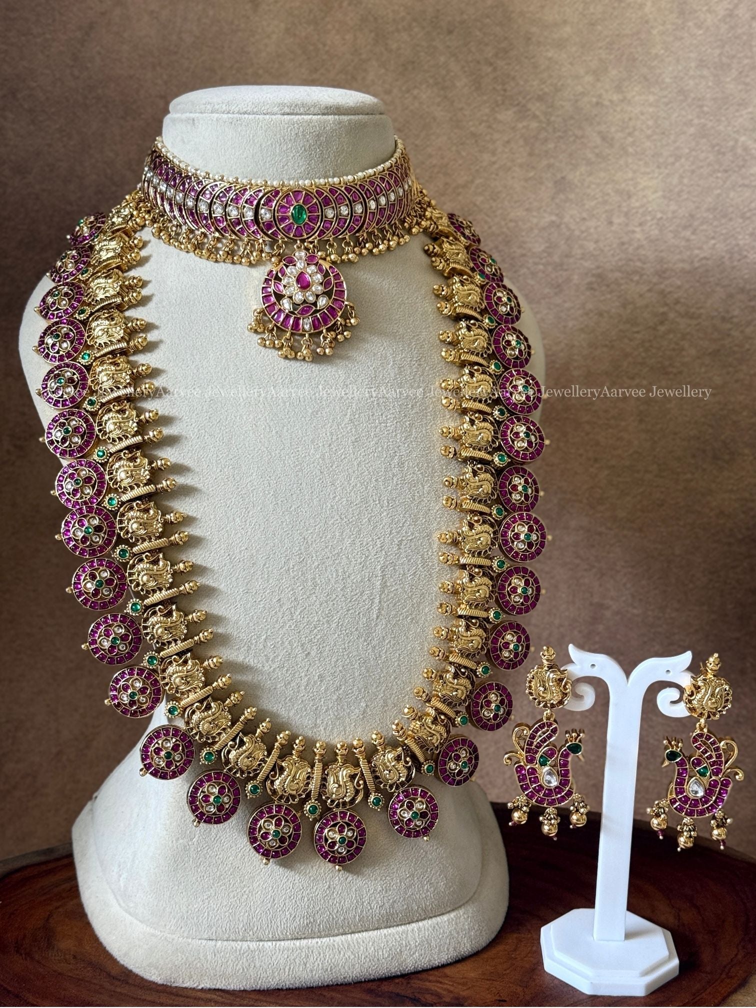 COMBO - PREMIUM PINK KUNDAN STONE CHAND CHOKER WITH PINK STONE BOTTU MALA HARAM SET