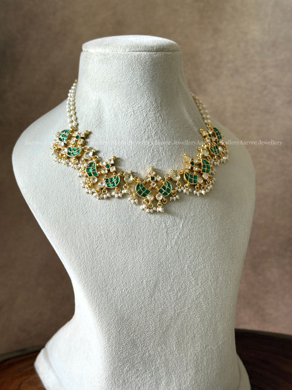POLKI KUNDAN GREEN STONE MINI BRIDAL JEWELLERY