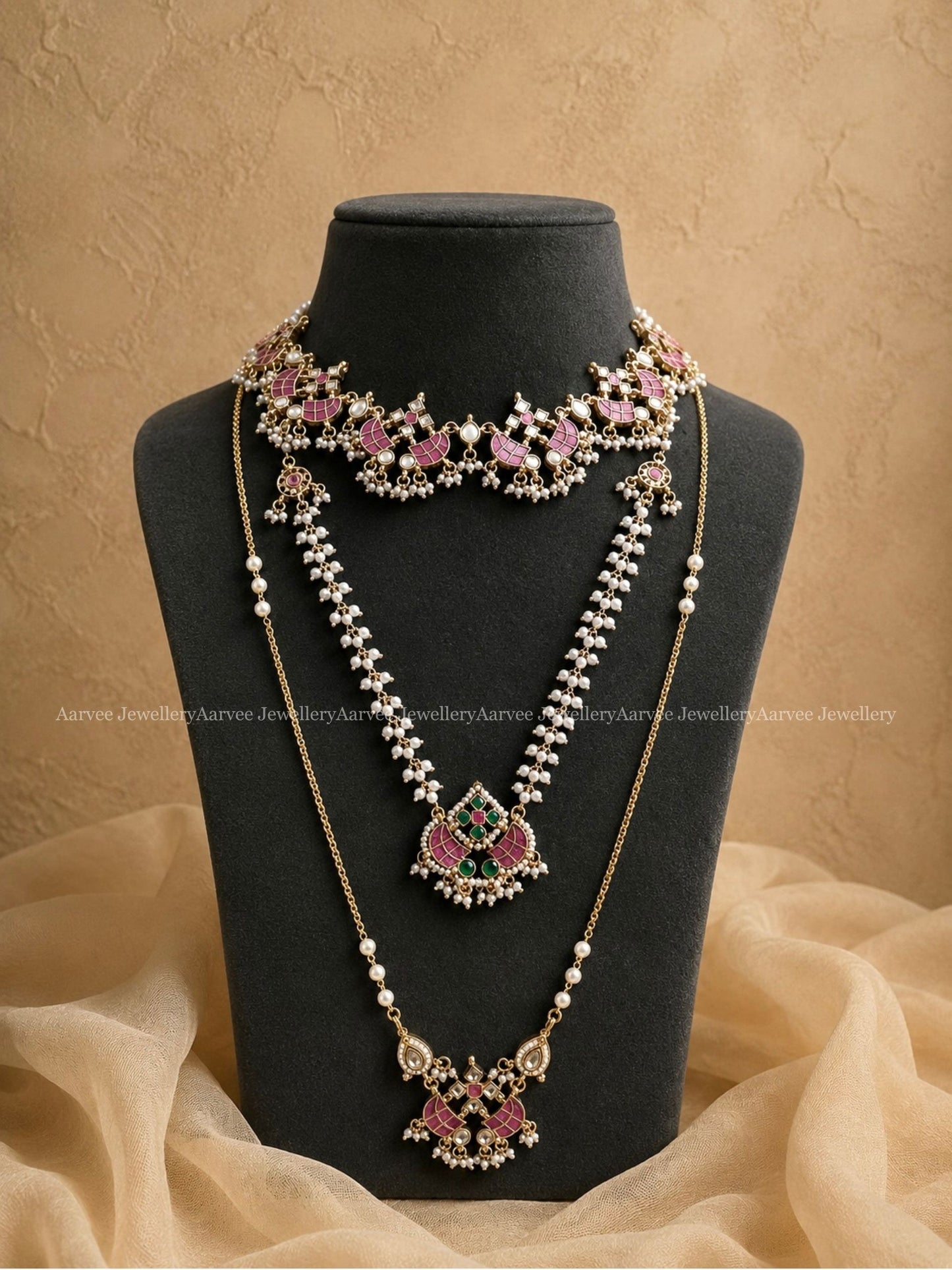 POLKI KUNDAN RUBY STONE MINI BRIDAL JEWELLERY 