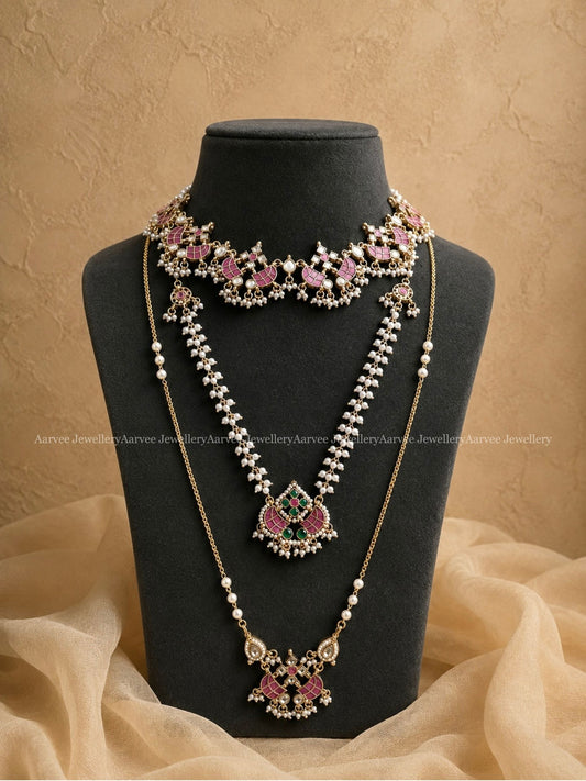 POLKI KUNDAN RUBY STONE MINI BRIDAL JEWELLERY 