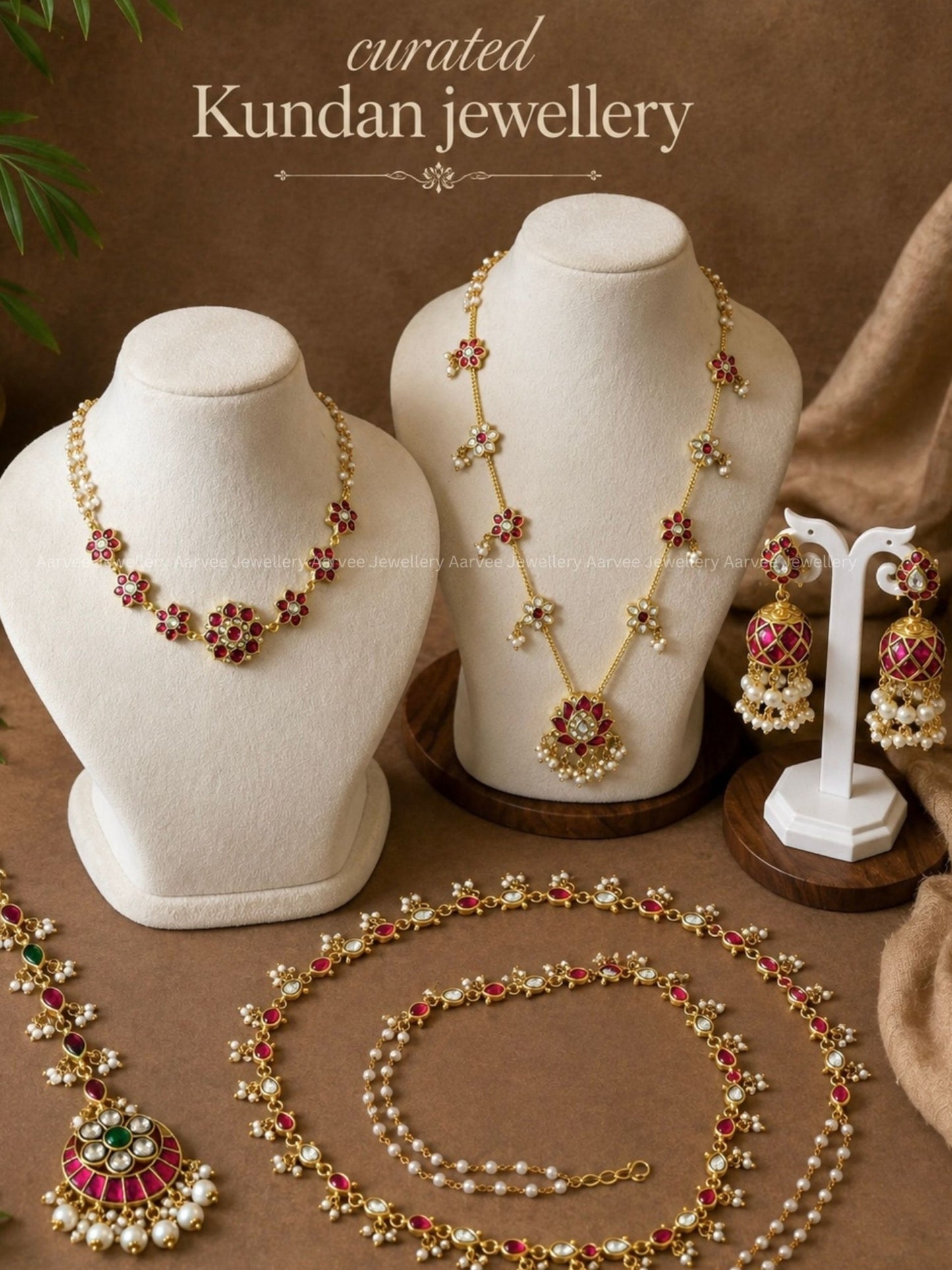 MINIMAL JADAU KUNDAN BRIDAL JEWELLERY SET 
