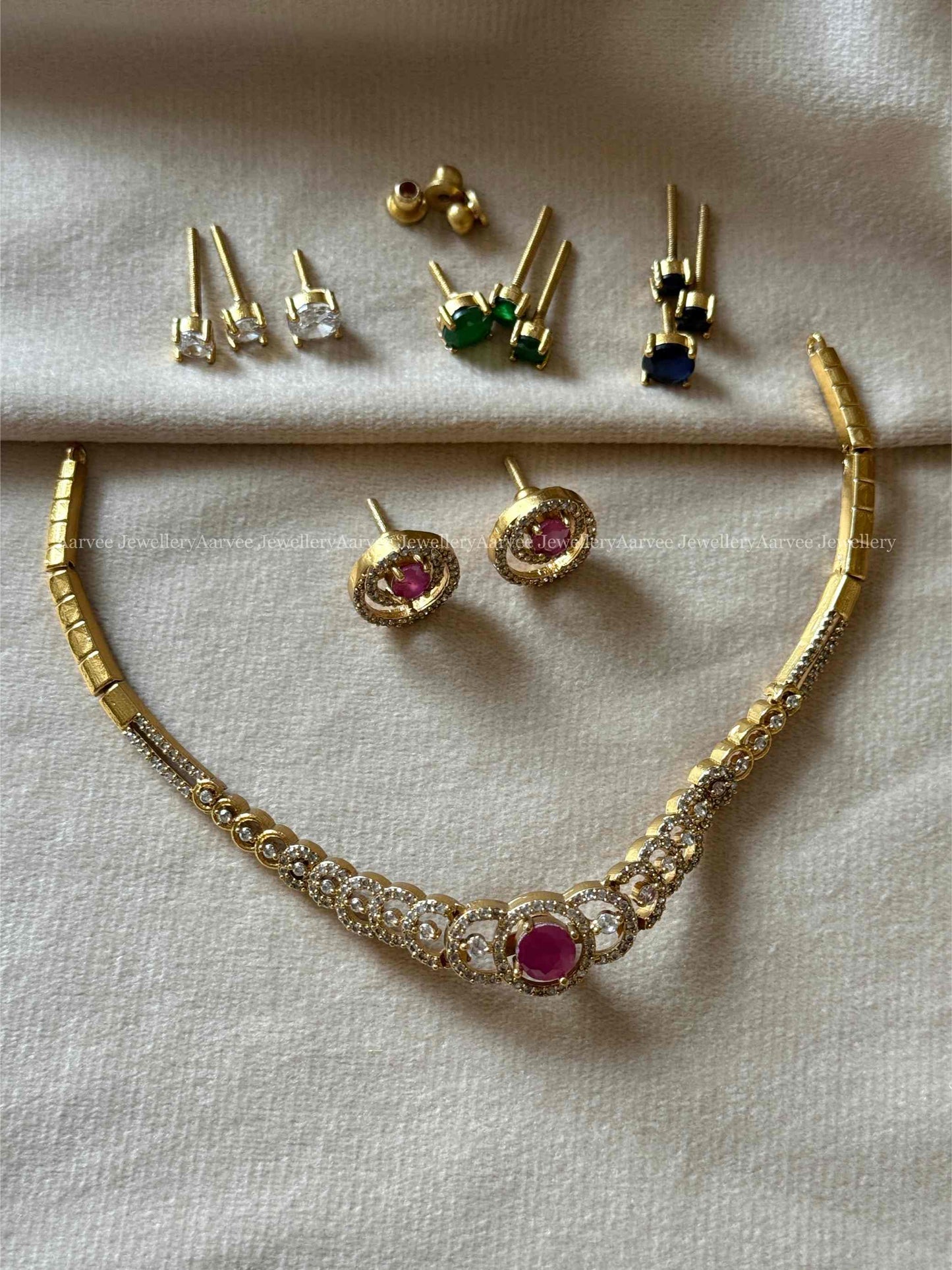 CLEARANCE - CZ INTERCHANGEABLE STONES NECKLACE SET