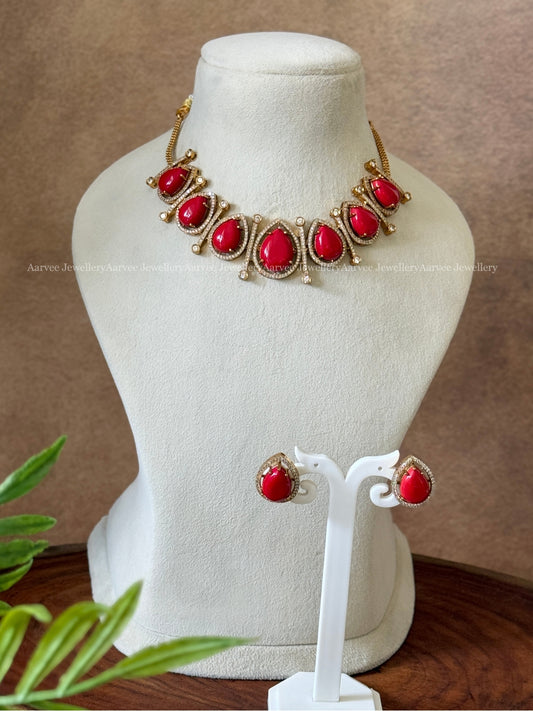 CORAL STONES NECKLACE SET