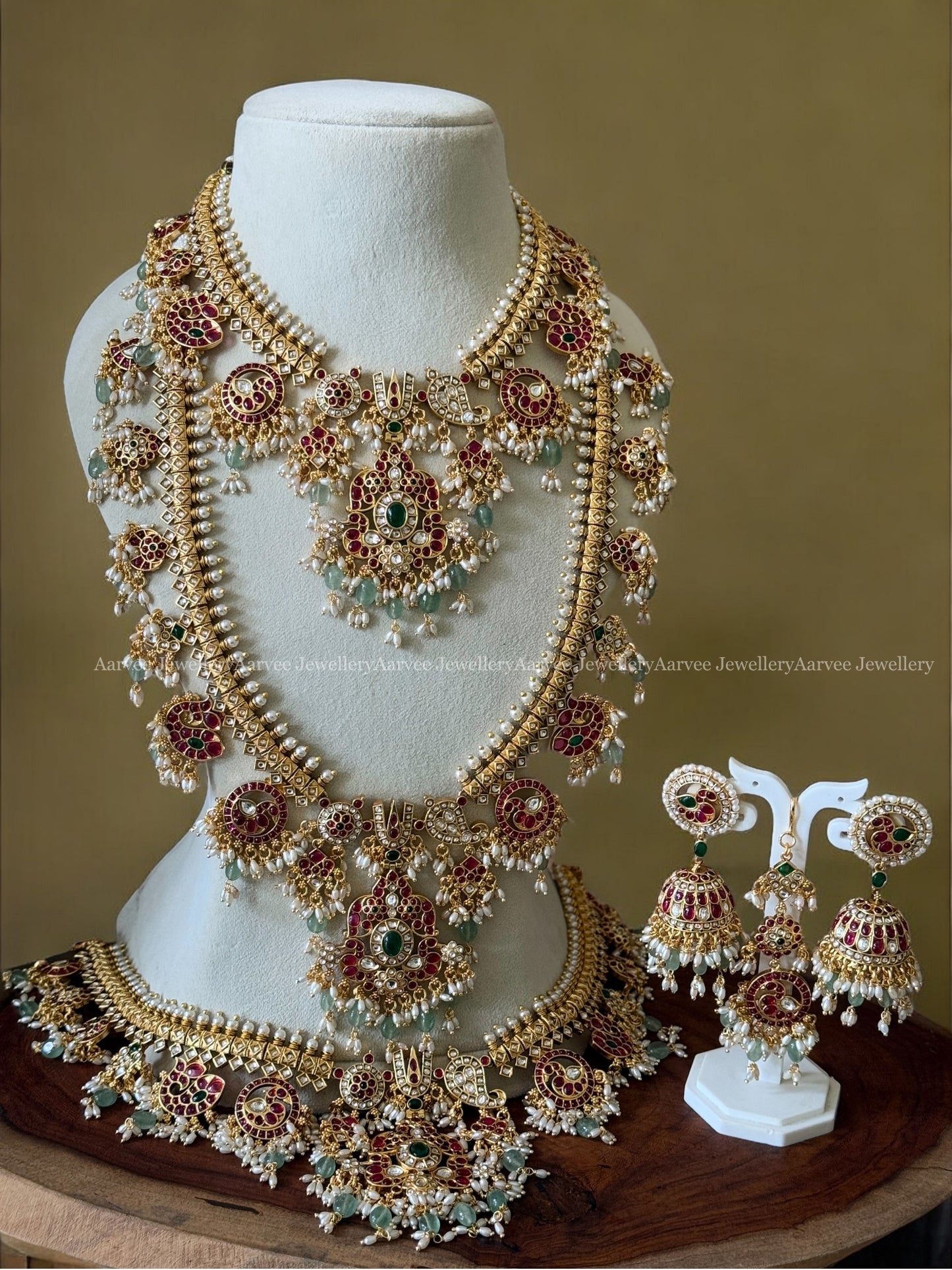 FLORAL GUTTAPUSALU BRIDAL JEWELLERY SET WITH MULTI COLOUR STONES & PASTEL BEADS | Nita Ambani Inspired