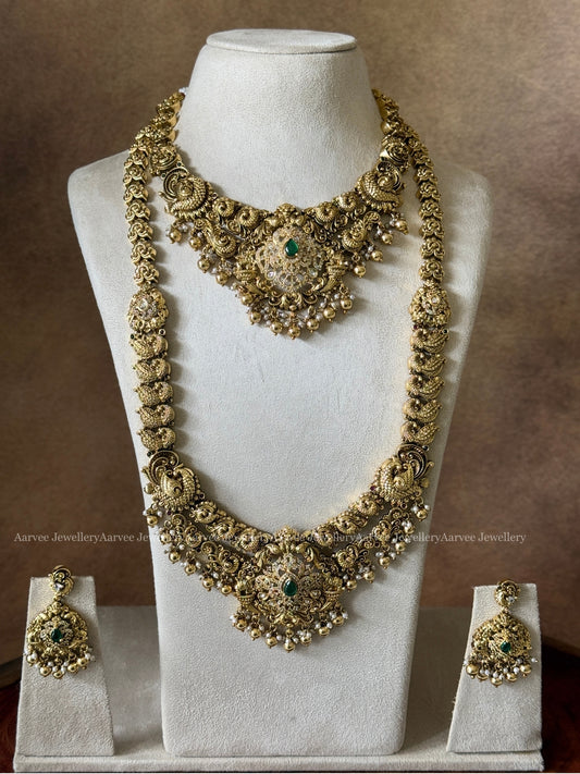 FULL GOLD NON IDOL SEMI BRIDAL JEWELLERY SET