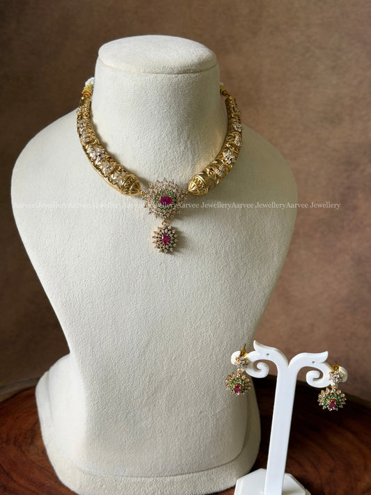 CZ STONES KANTI  NECKLACE SET
