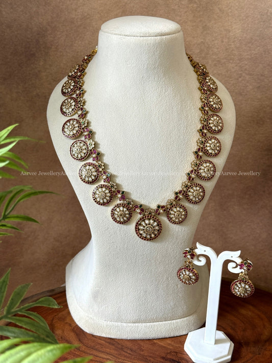 WHITE & RUBY STONE BUTTA HARAM SET