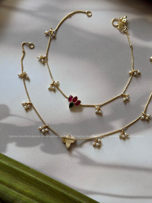 KUNDAN STONE LOTUS ANKLET
