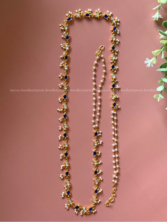 JADAU KUNDAN BLUE / WHITE STONE MINIMAL WAIST CHAIN