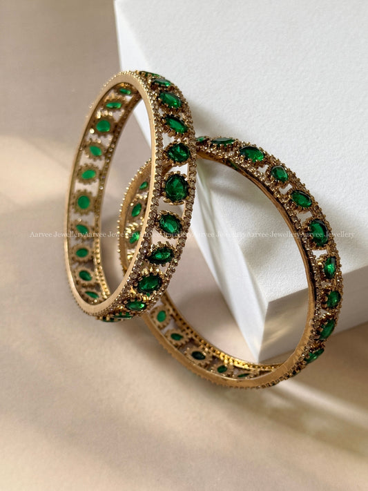 VICTORIAN GREEN STONE BANGLES