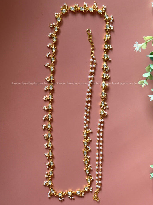 JADAU KUNDAN WHITE STONE MINIMAL WAIST CHAIN