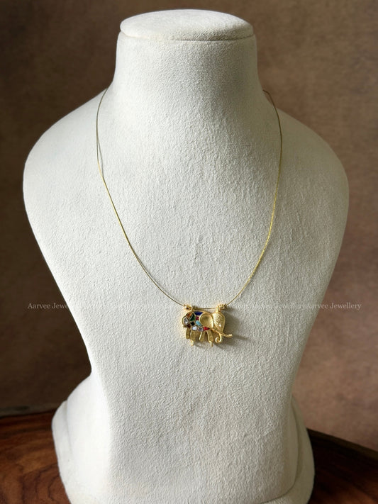 INVISIBLE CHAIN WITH MULTI COLOR ELEPHANT PENDANT