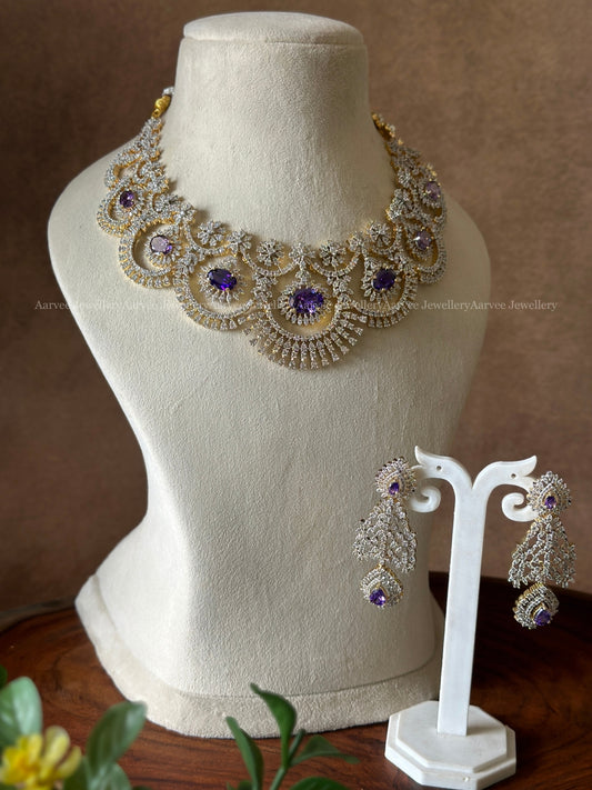 AD PURPLE STONE NECKLACE SET