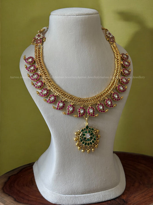 JADAU KUNDAN JALEBI  REVESIBILE 6 IN 1 NECKLACE