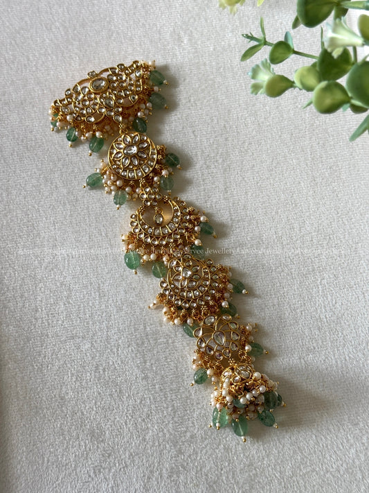 CHAND & FLORAL DESIGN  HAIR ACCESSORY WHITE KUNDAN STONES WITH PASTEL BEADS MEDIUM LENGTH