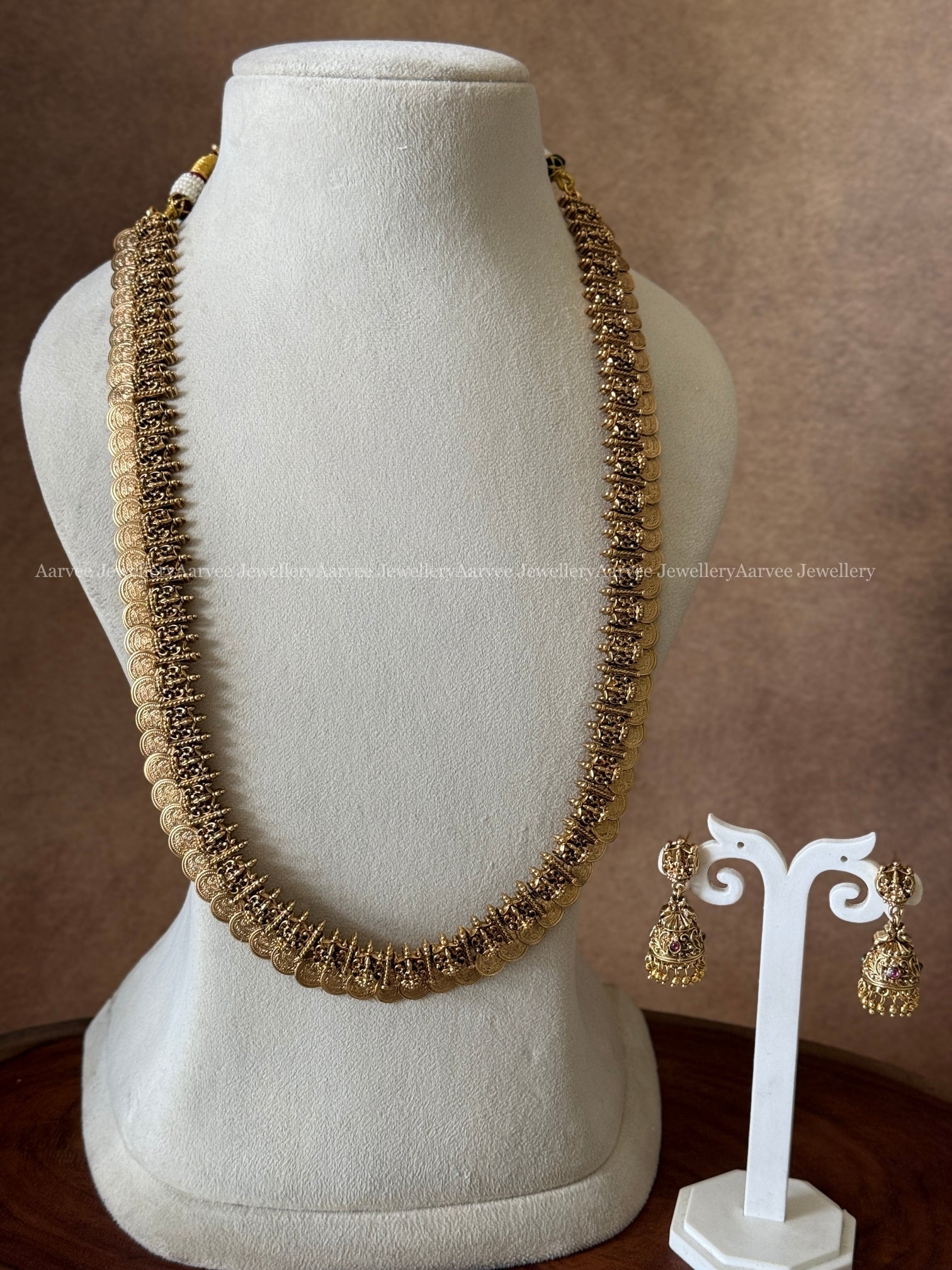 GOLD FINISH LAKSHMI & COIN DESIGN HARAM SET