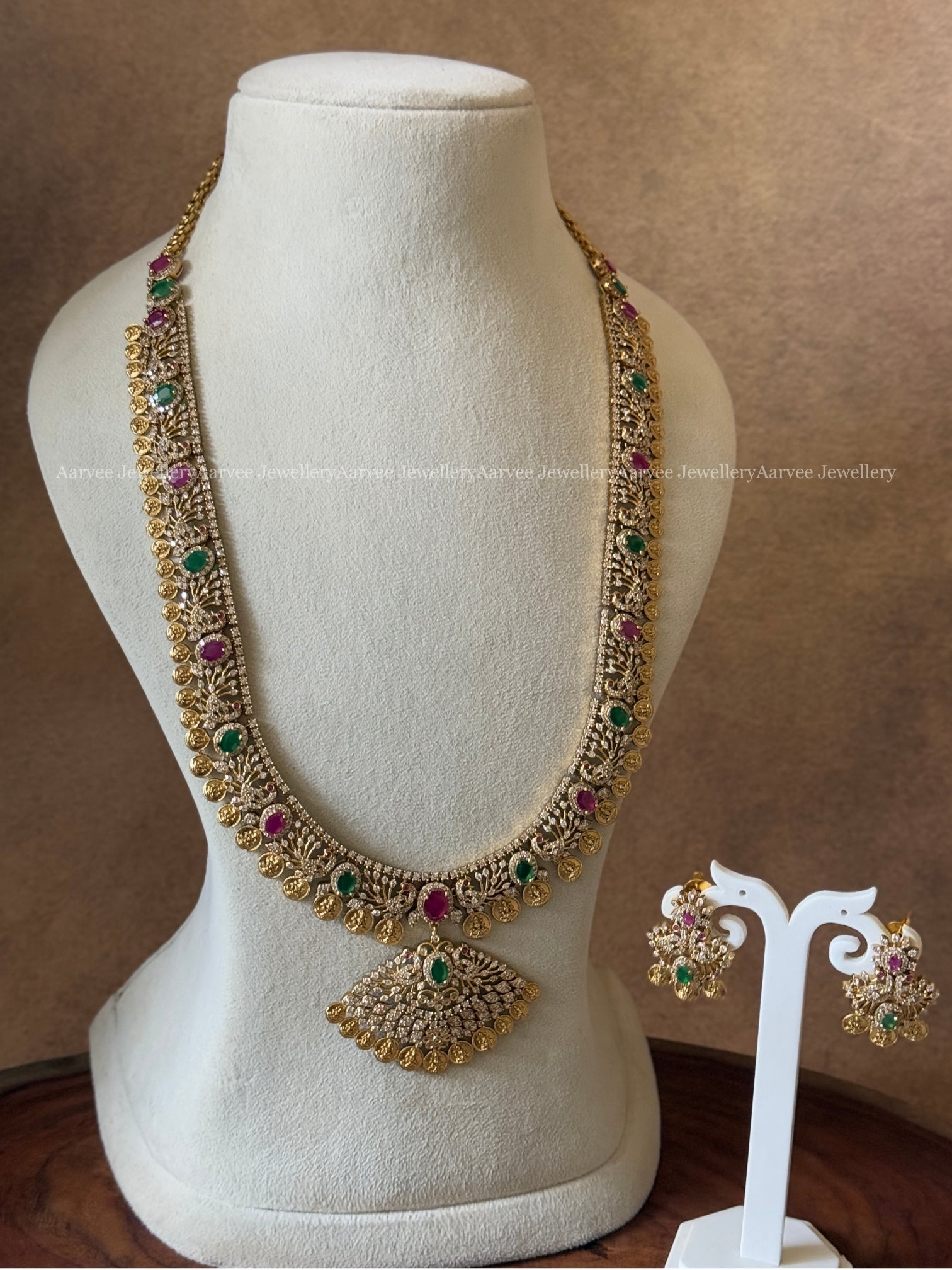 GOLD FINISH CZ STONE HARAM SET