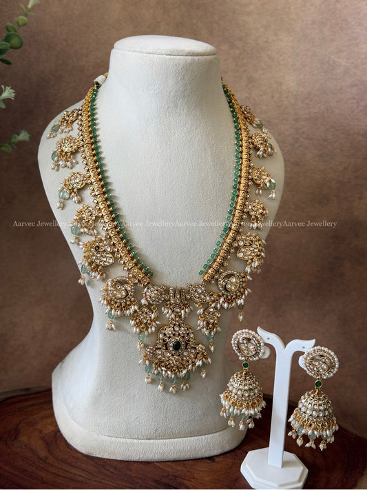 NITA GUTTA PUSALU HARAM SET WITH WHITE STONE & PASTEL BEADS