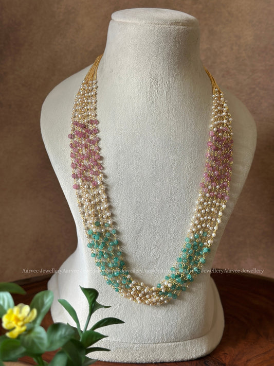 MULTI LAYER TRI COLOR PEARL CHAIN