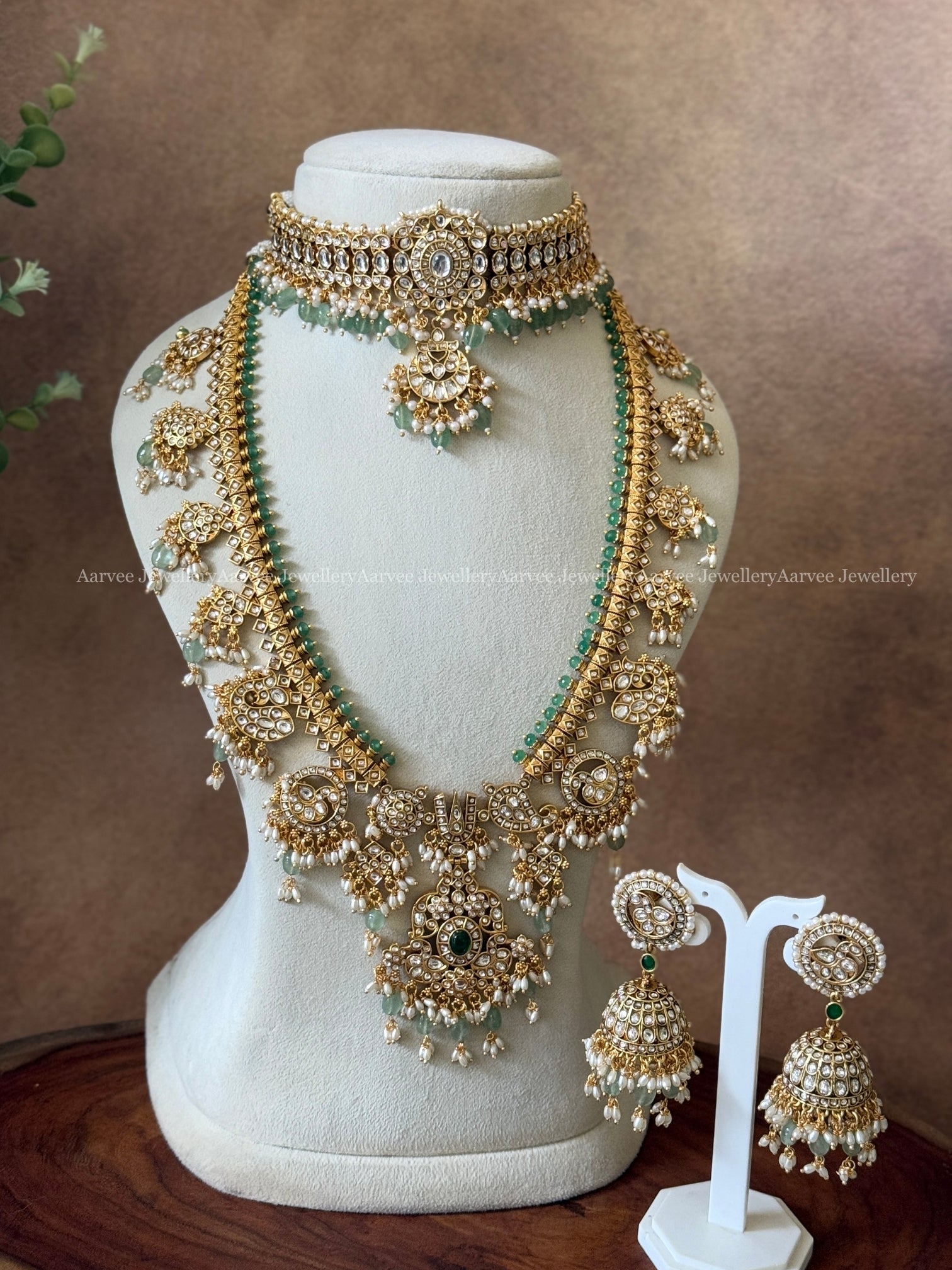 COMBO - KEMP WHITE STONE SINGLE PENDANT CHOKER & NITA GUTTA PUSALU HARAM SET WITH WHITE STONE & PASTEL BEADS