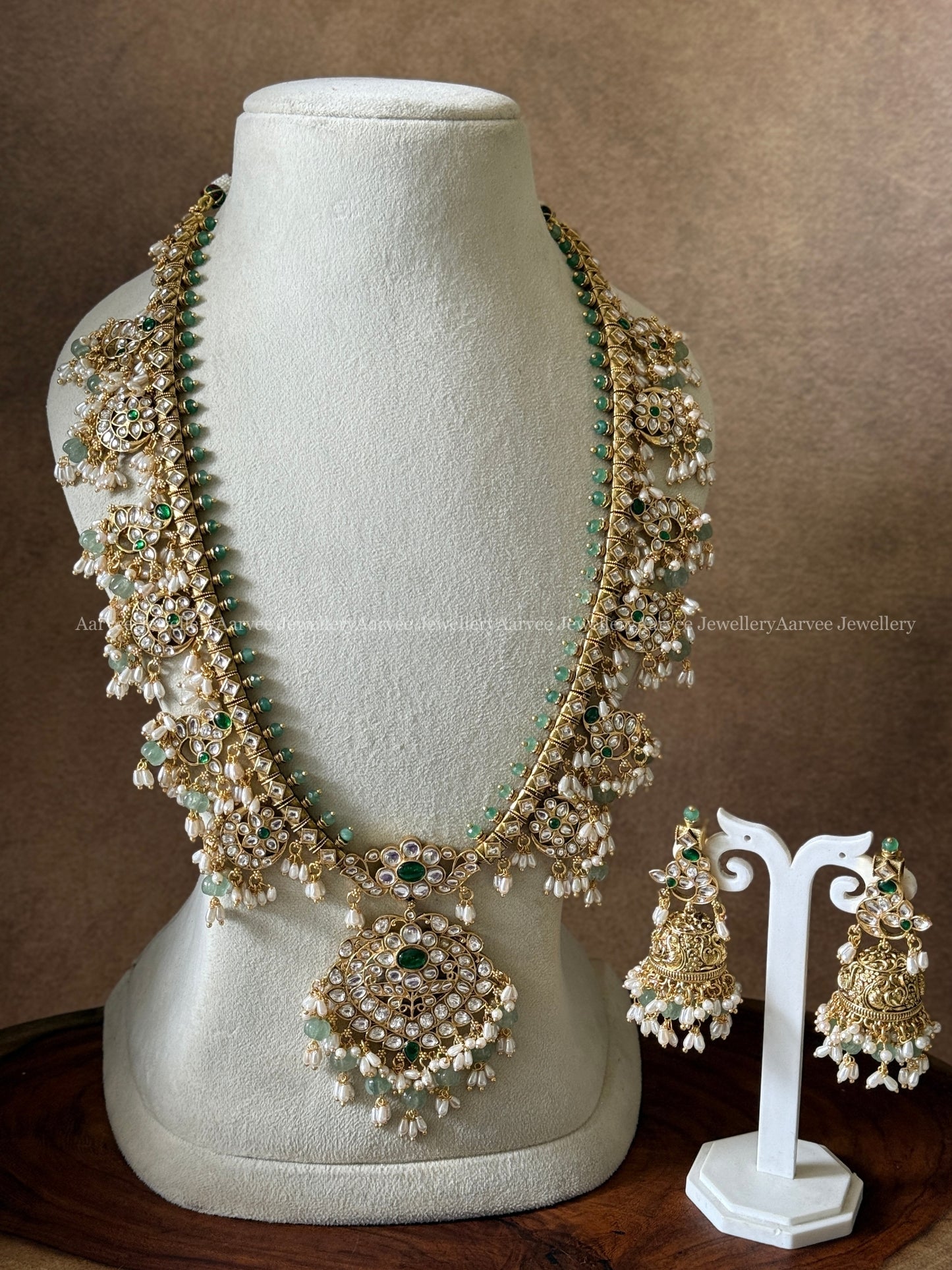 PREMIUM KUNDAN WHITE STONES GUTTA PUSALU HARAM SET WITH PASTEL BEADS