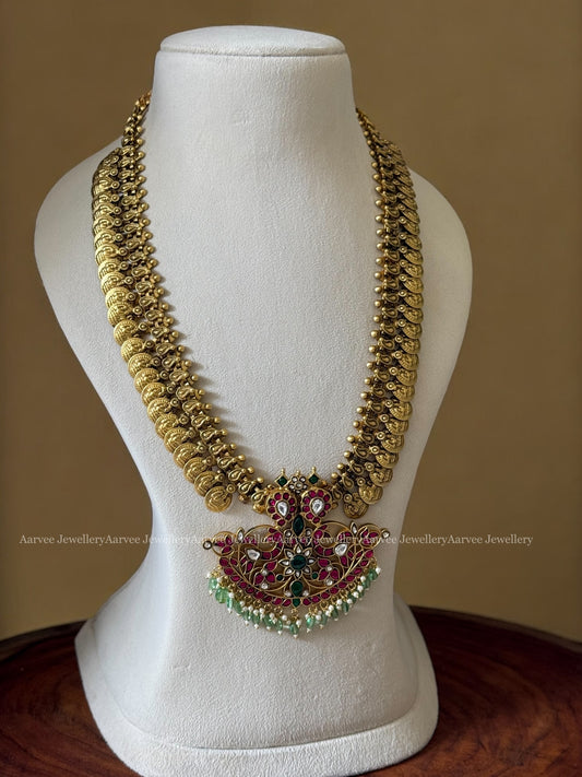 JADAU KUNDAN GOLD COIN MID-LENGTH CHAIN WITH MANGO MOTIF PENDANT & PASTEL BEADS