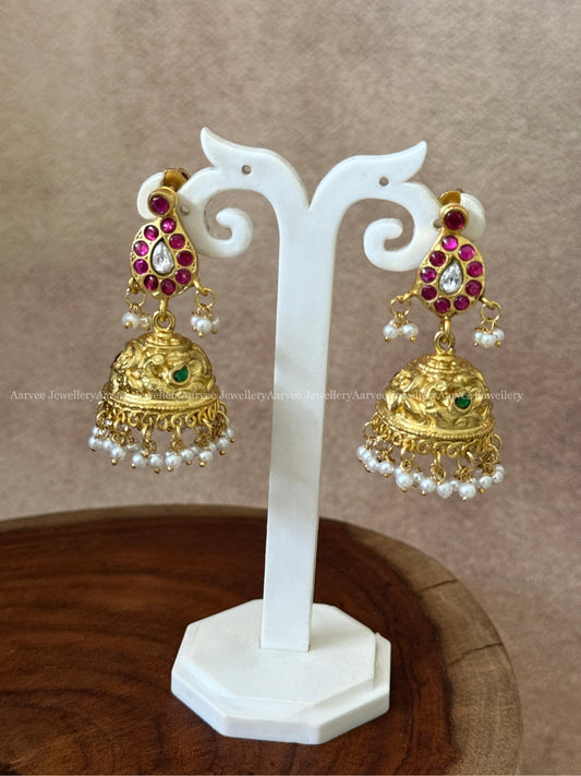 JADAU KUNDAN REVERSIBLE JHUMKI WITH PEARLS