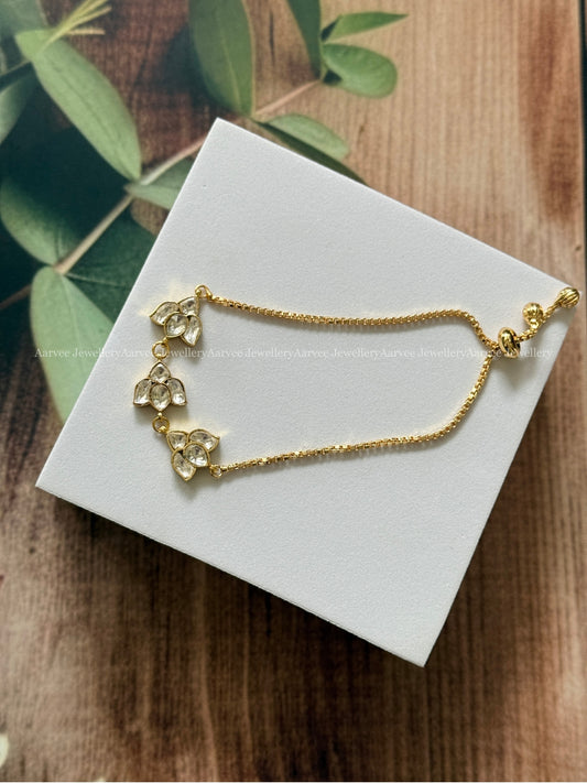 KUNDAN WHITE  STONE LOTUS BRACELET