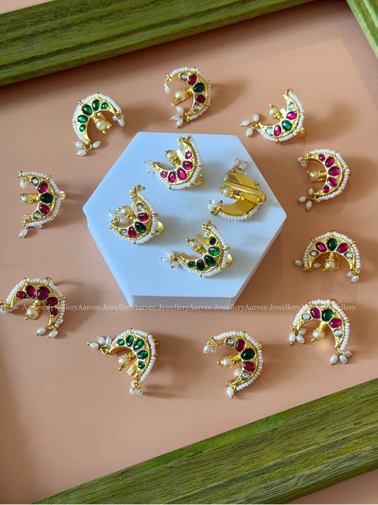 JADAU KUNDAN EAR CUFF CHAND DESIGN - 1 PAIR