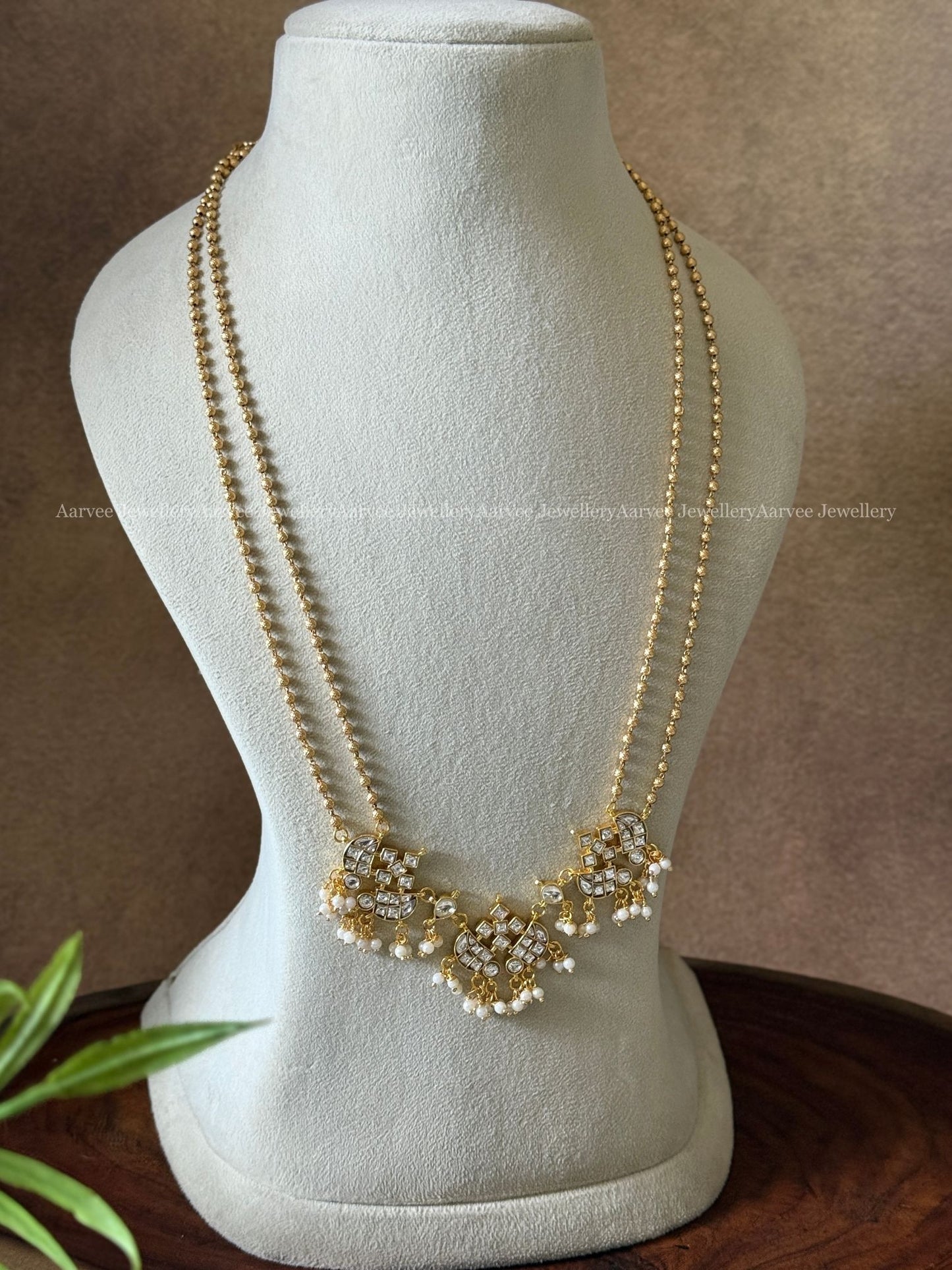 MINI BRIDAL SET - THREE LAYERED FULL WHITE STONES JEWELLERY SET