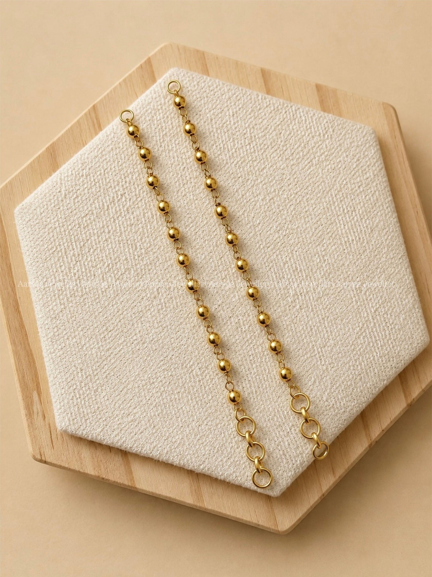 PLAIN ANTIQUE GOLD BEADED EAR CHAIN