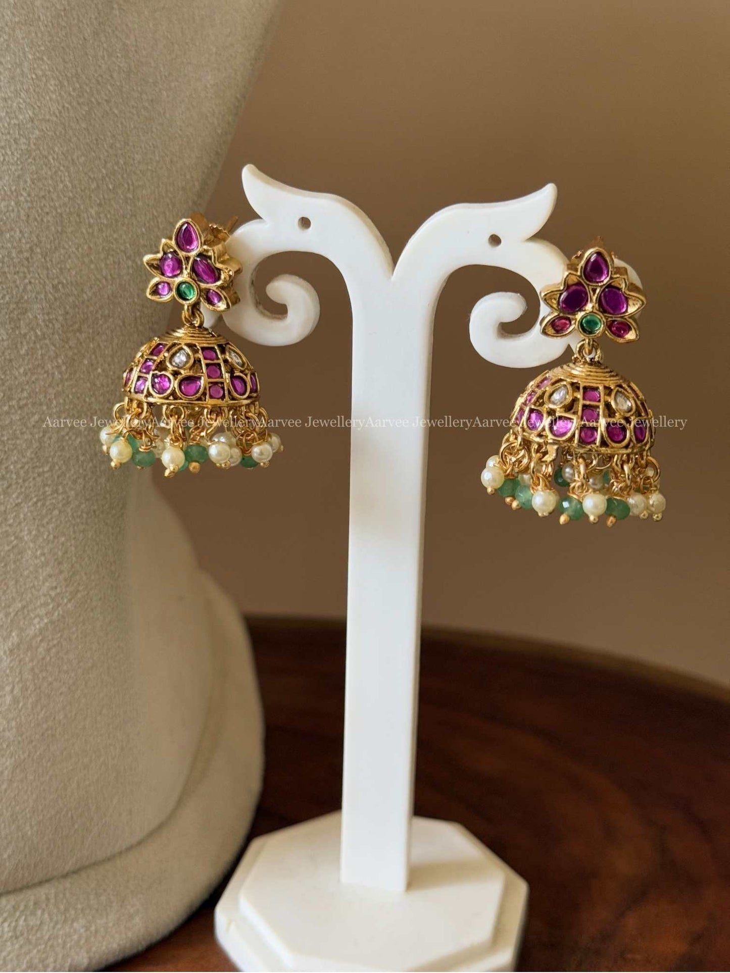 PREMIUM PINK KUNDAN STONES CHOKER SET WITH PASTEL BEADS