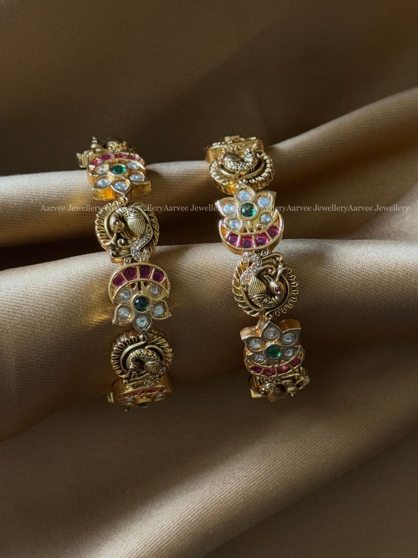 KEMP STONE FLORAL AND PEACOCK BANGLES