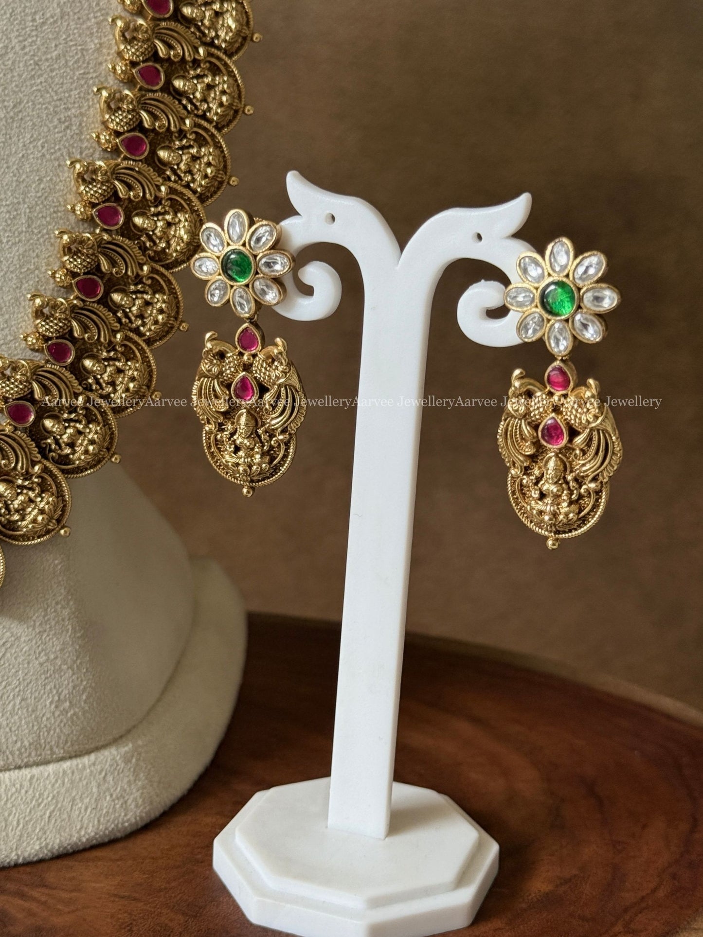 HIGH QUALITY LAXMI COIN AND FLORAL DESIGN HARAM SET