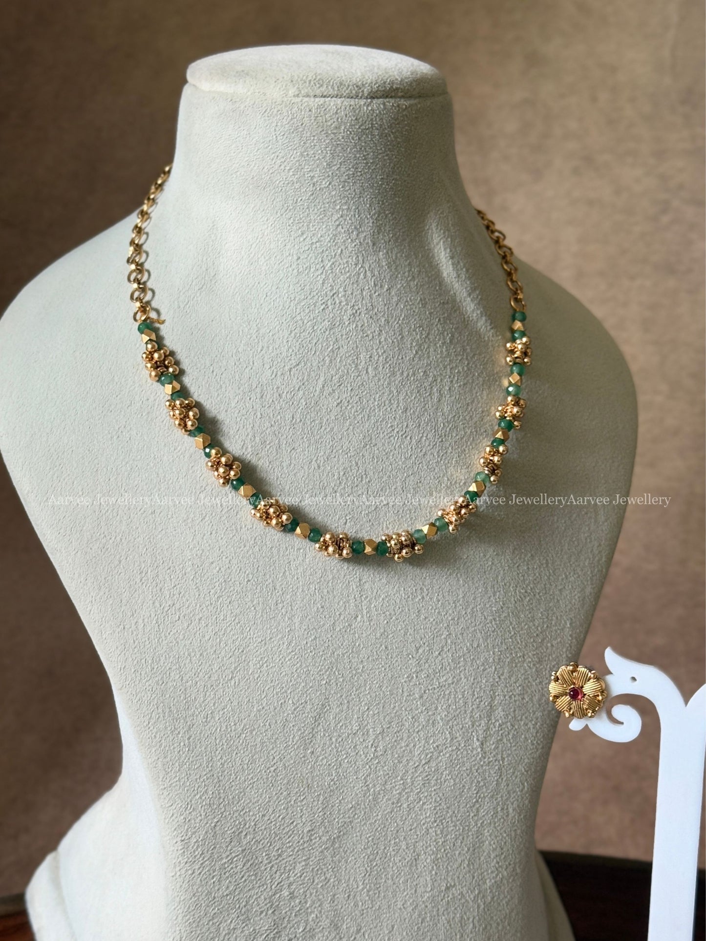 GOLD AND PASTEL BEADED NECKLACE SET