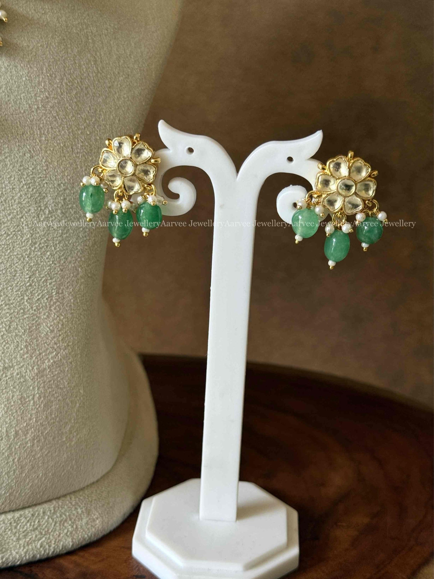 POLKI KUNDAN MINIMAL PEARL NECKLACE SET WITH PASTEL BEADS