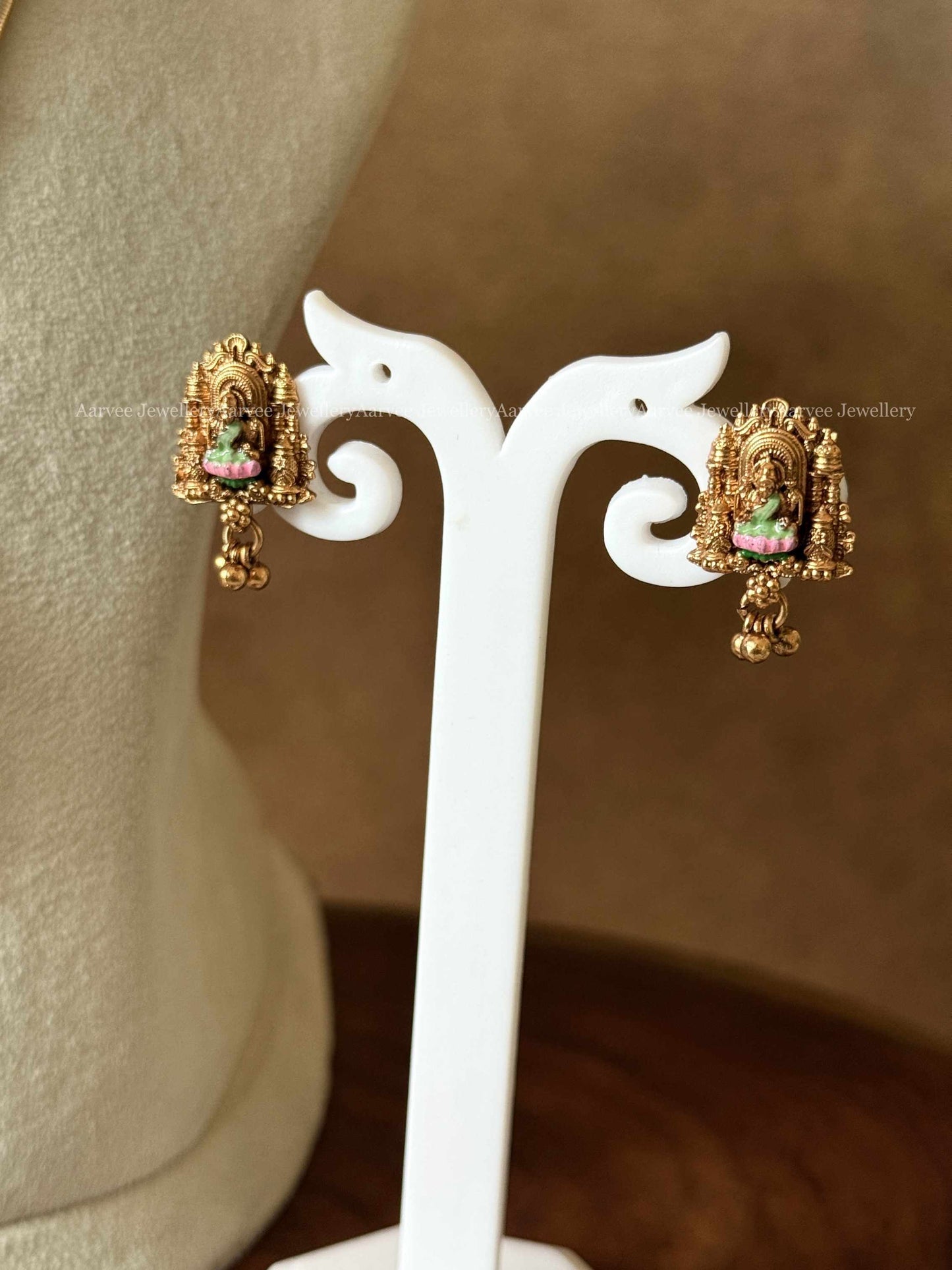 2 LINE GOLD CHAIN WITH SARASWATI PENDANT SET