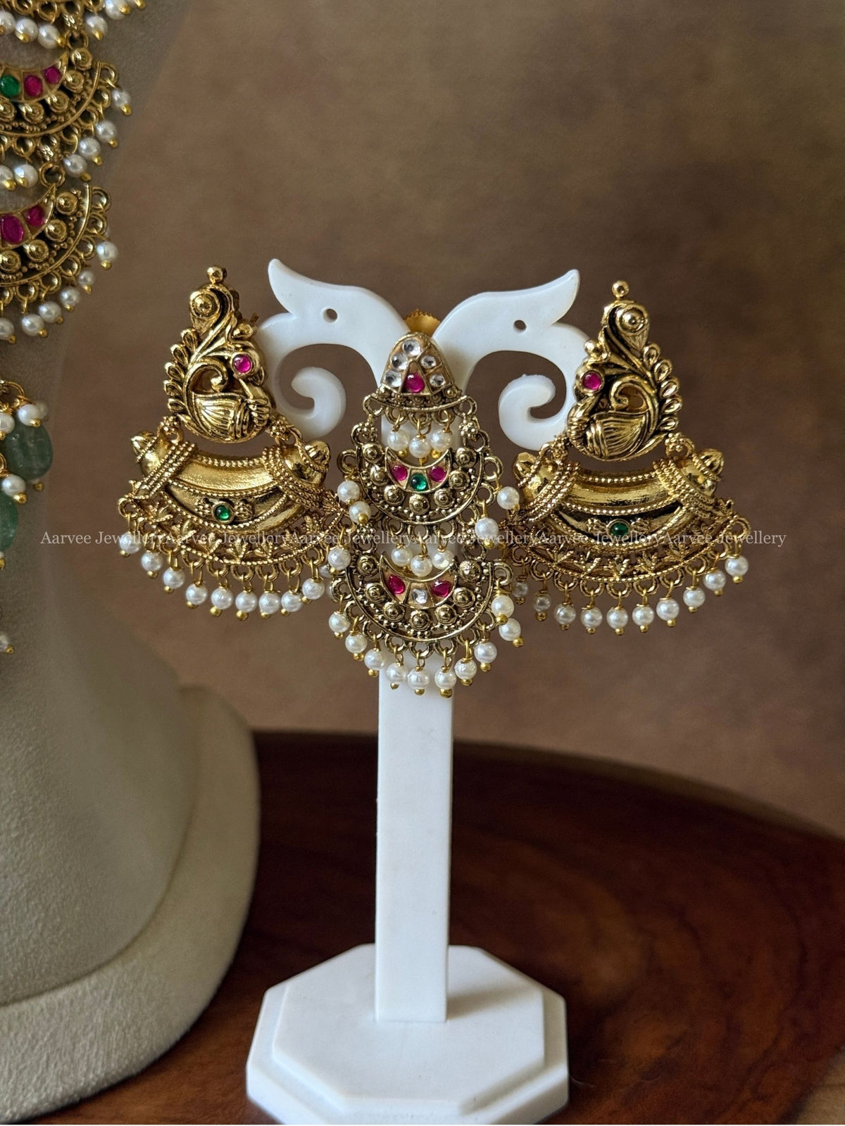 PREMIUM KUNDAN STONE STATEMENT NON IDOL CHOKER AND HARAM SET WITH PASTEL BEADS