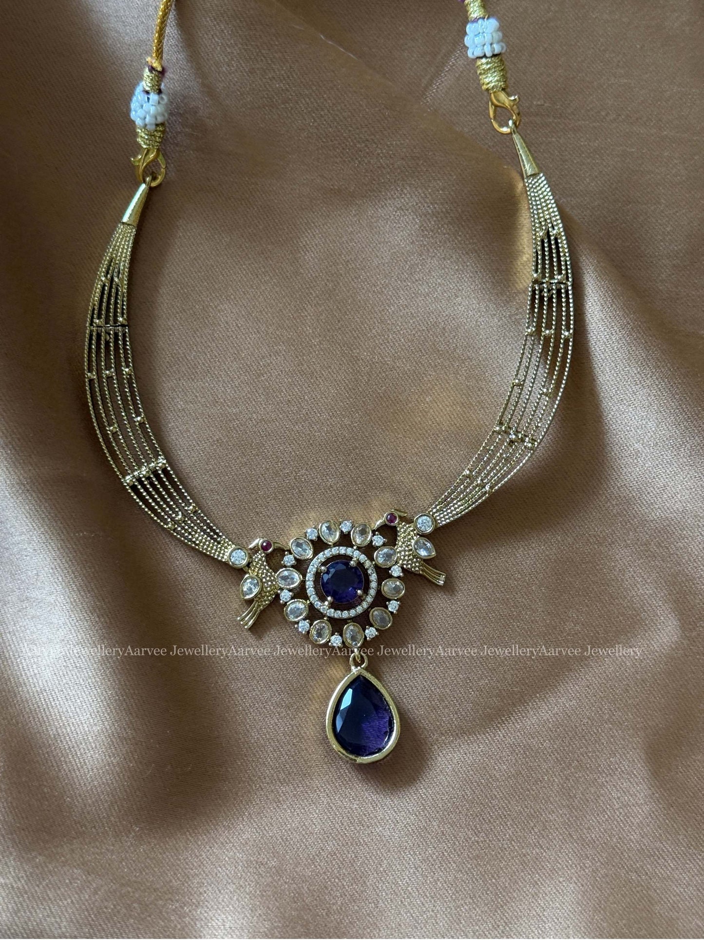 HASLI NECKLACE WITH CZ PURPLE STONES
