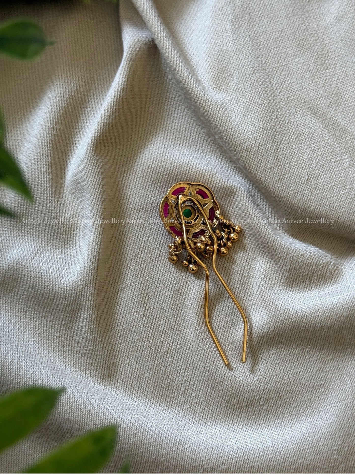 FLORAL RUBY / GREEN STONE HAIR / BUN PIN 1 PIECE