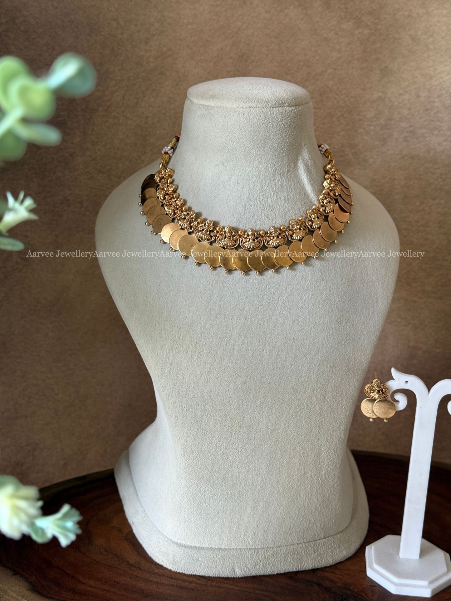 GOLD FINISH LAKSHMI COIN NECKLACE SET