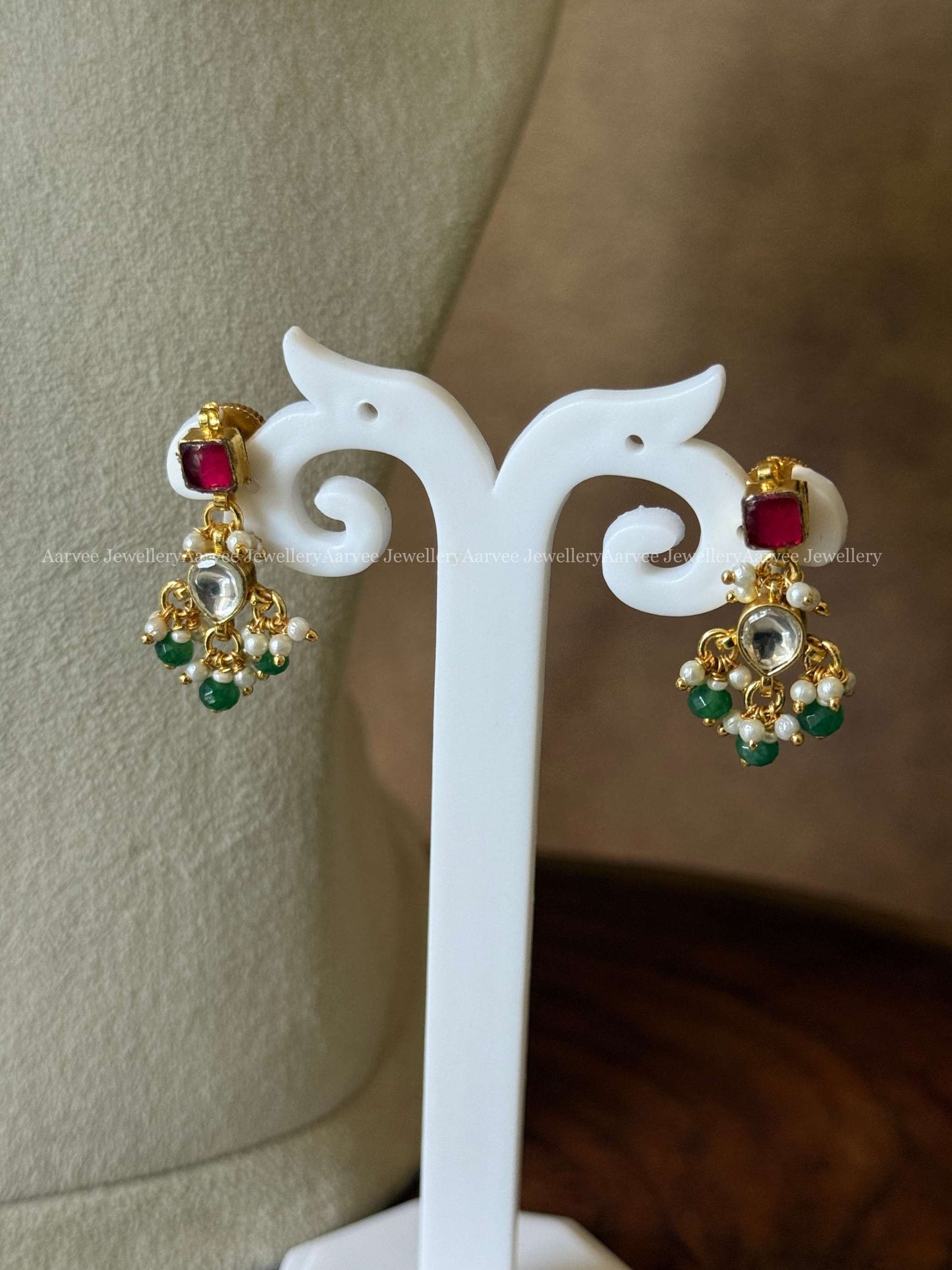 POLKI KUNDAN ELEGANT PEARL NECKLACE SET WITH PASTEL BEADS