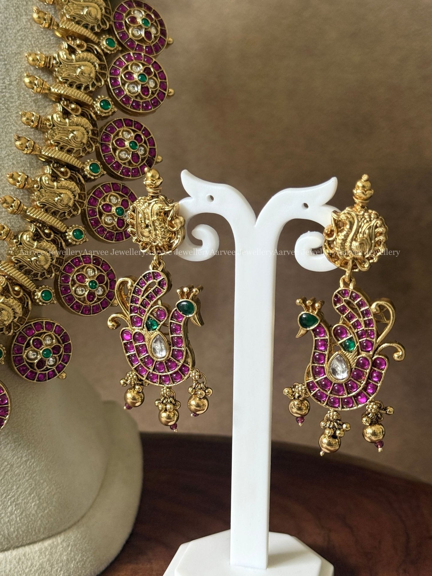 COMBO - PREMIUM PINK KUNDAN STONE CHAND CHOKER WITH PINK STONE BOTTU MALA HARAM SET
