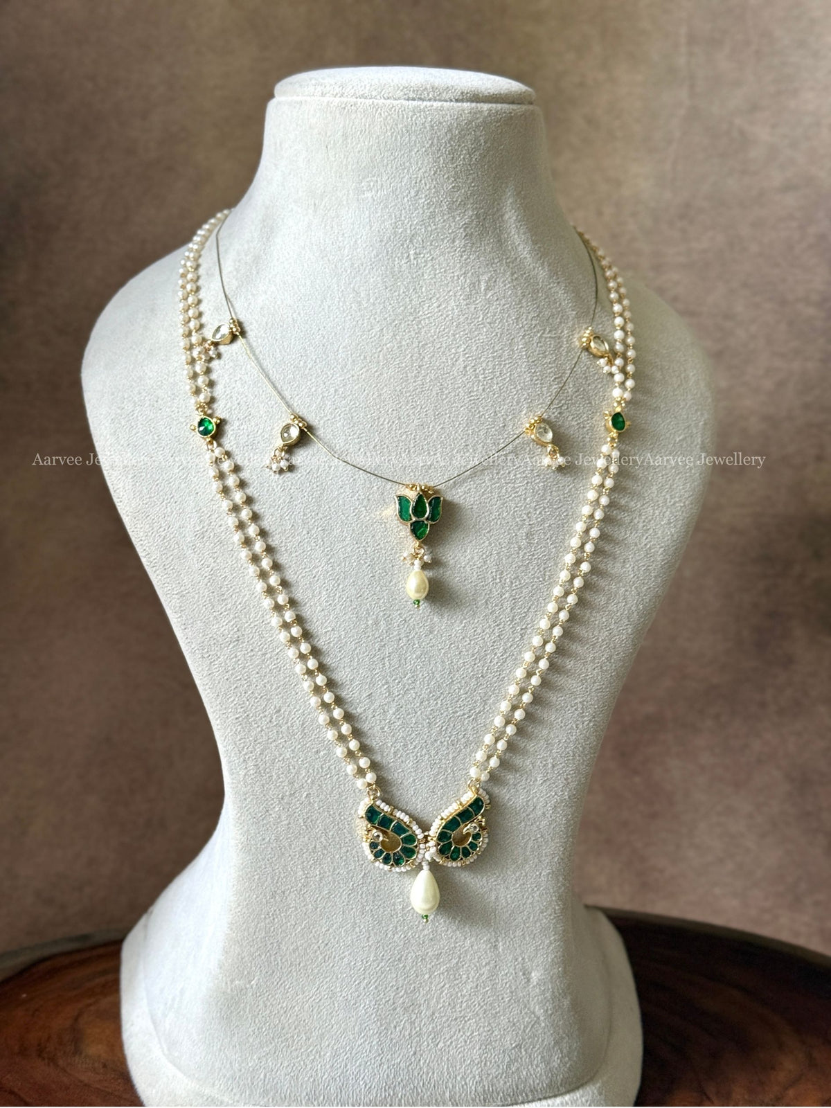 POLKI KUNDAN GREEN STONE MINI BRIDAL JEWELLERY