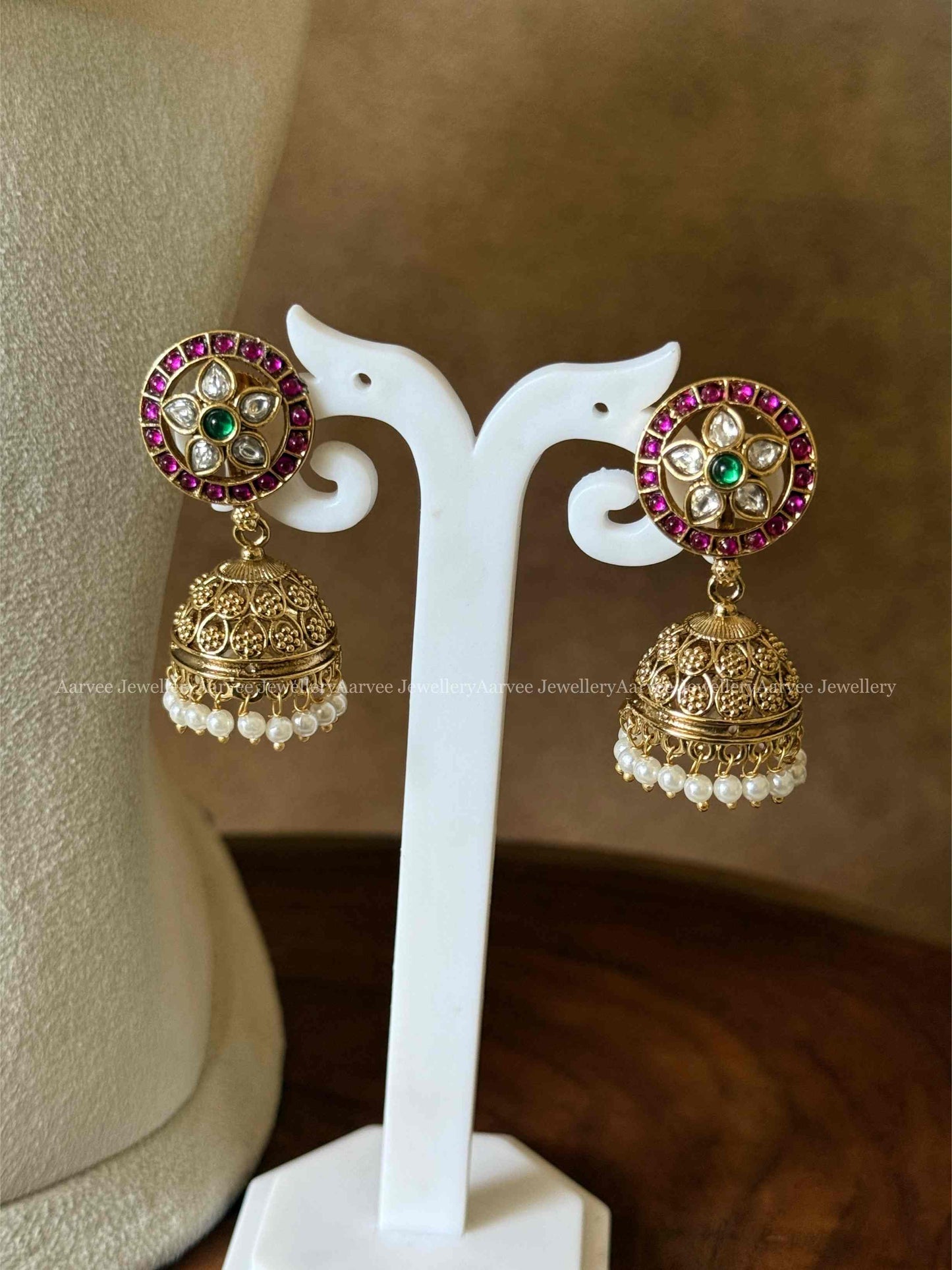 PREMIUM PINK KUNDAN STONE JALEBI STYLE BOTTU MALA HARAM SET