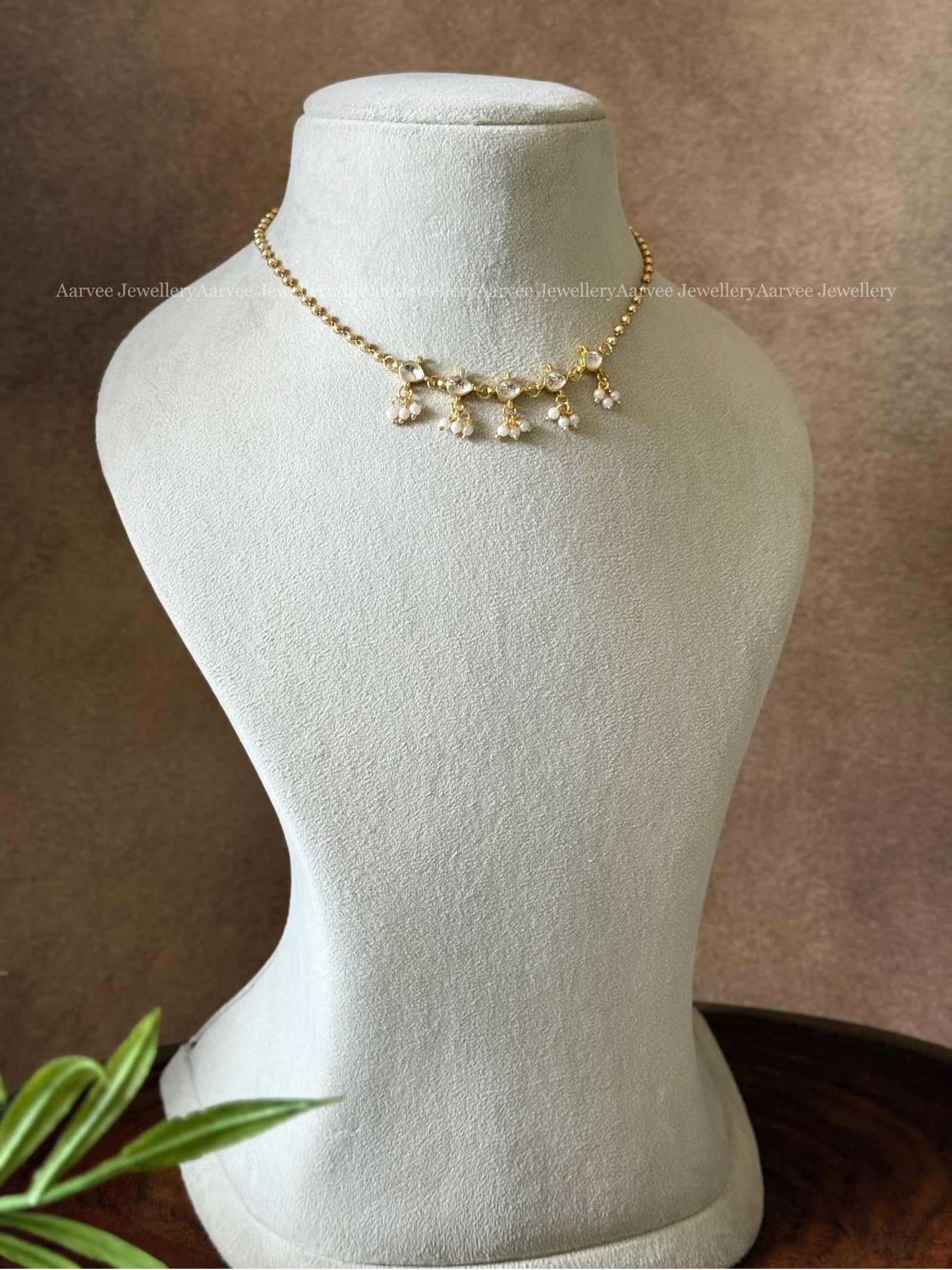 MINI BRIDAL SET - THREE LAYERED FULL WHITE STONES JEWELLERY SET