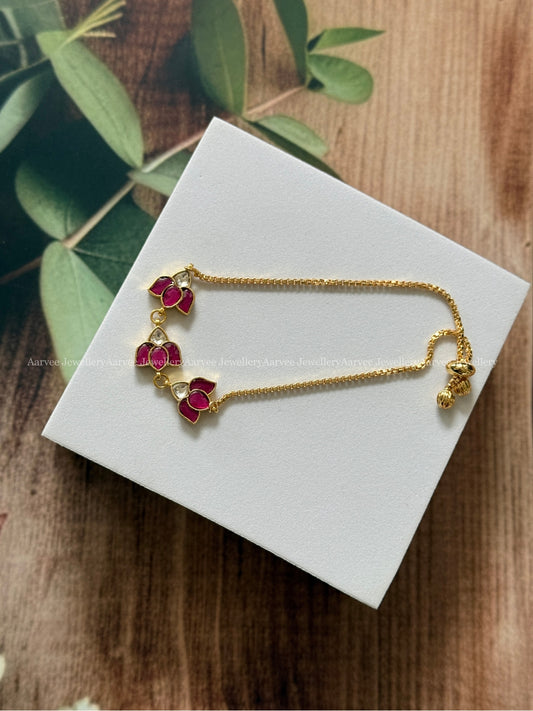 KUNDAN PINK / WHITE  STONE LOTUS BRACELET
