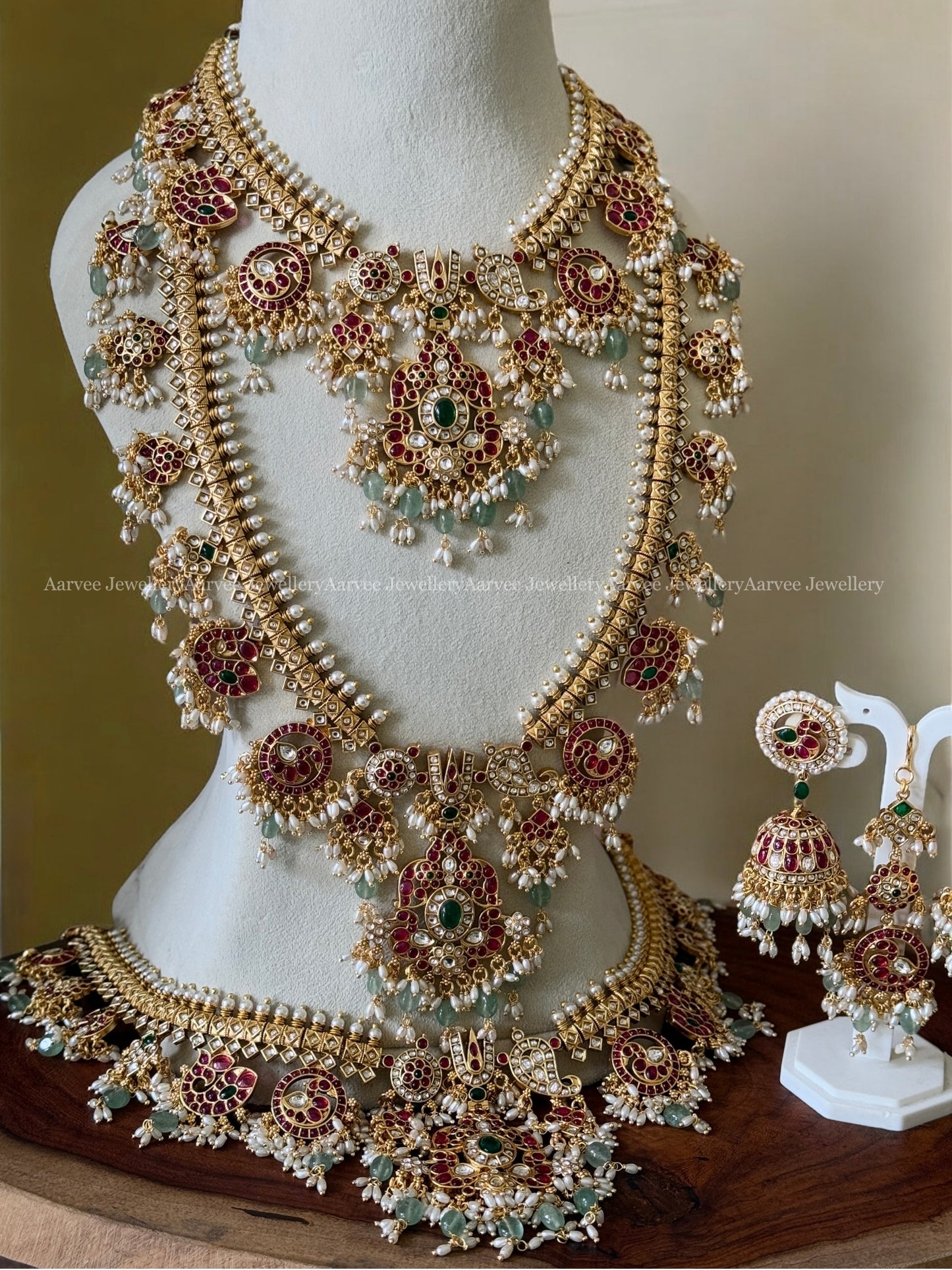 FLORAL GUTTAPUSALU BRIDAL JEWELLERY SET WITH MULTI COLOUR STONES & PASTEL BEADS | Nita Ambani Inspired